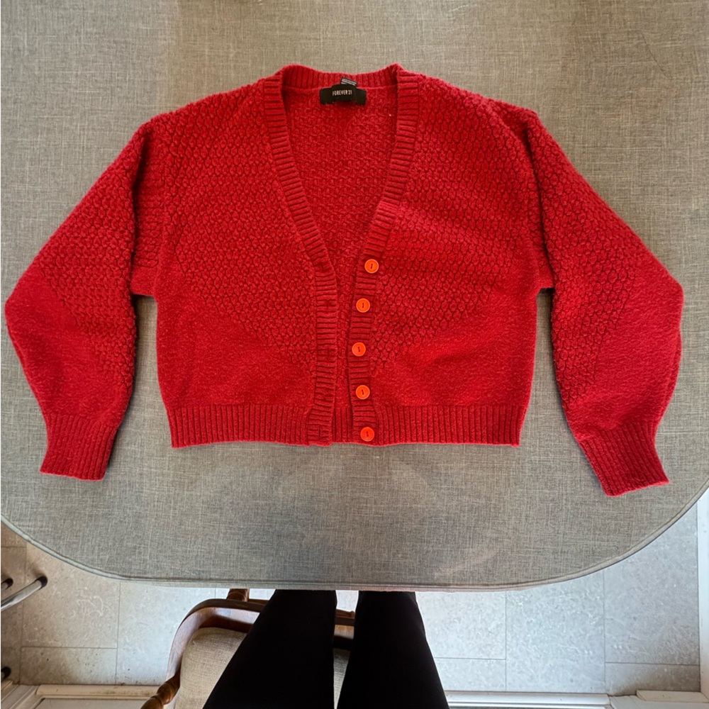 Forever 21 Red Button-Front Women's Knit Cardigan